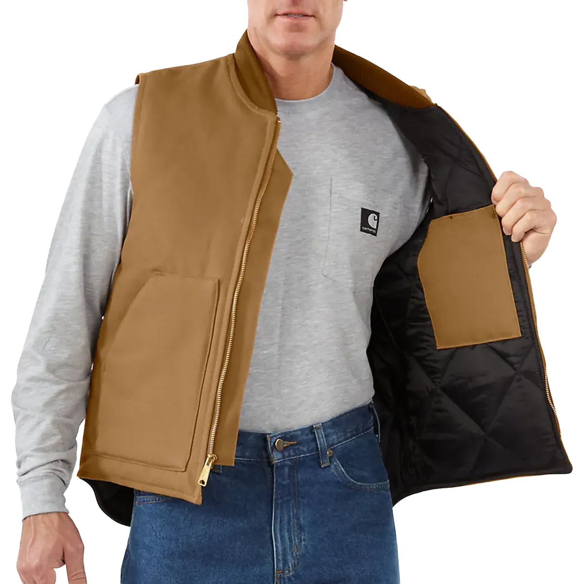 Men's Relaxed Fit Firm Duck Insulated Rib Collar Vest