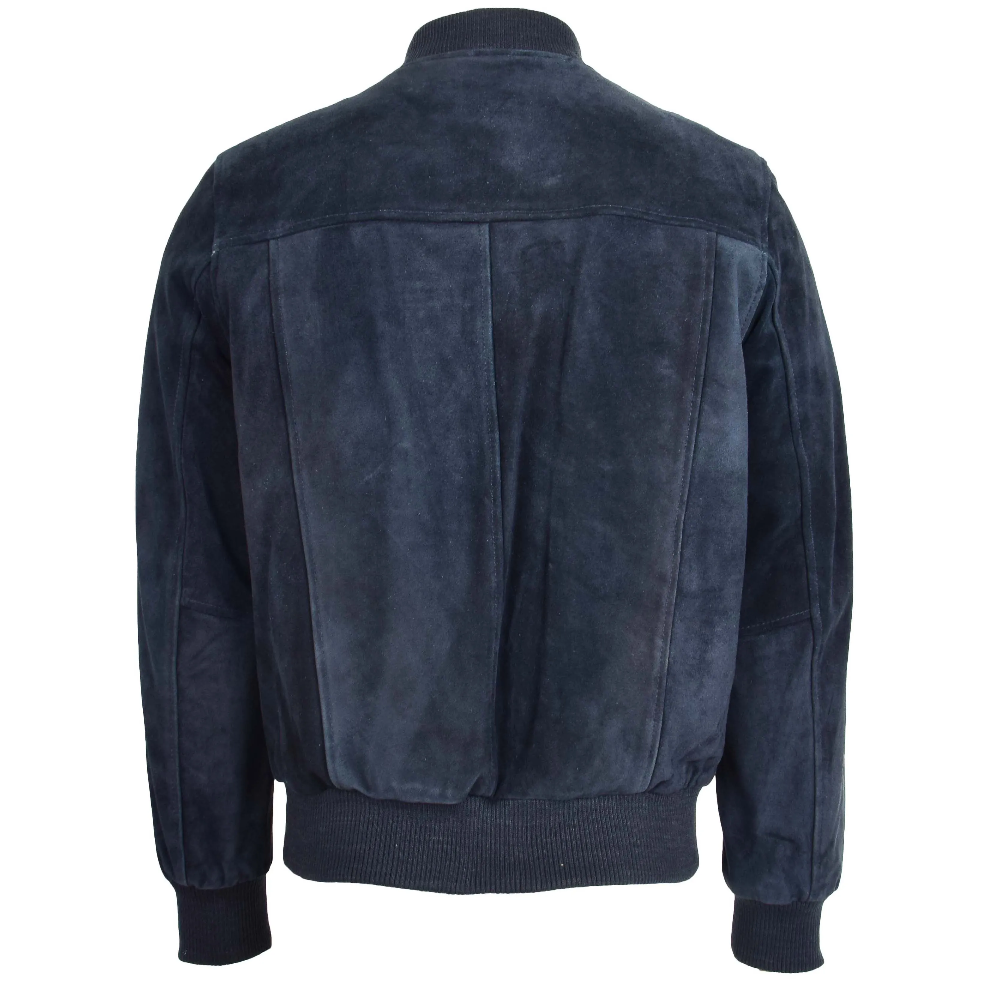 Mens Suede Bomber Varsity Jacket Reg Blue