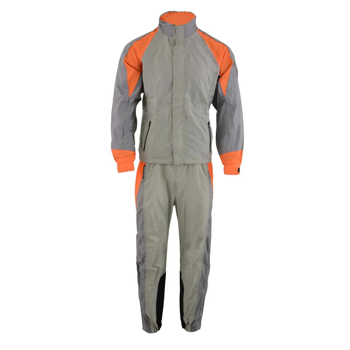 Milwaukee Leather SH2346SGO Men's Gray and Orange Water Resistant Rain Suit with Reflective Piping