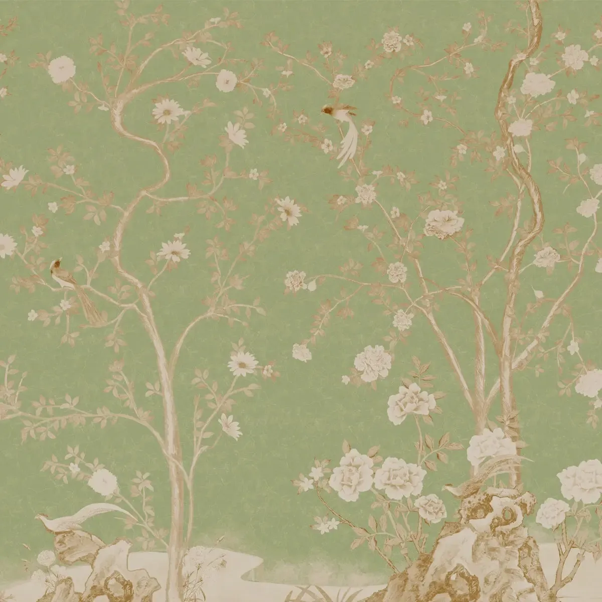 Mint Blossom Vintage Chinoiserie Wallpaper for Walls