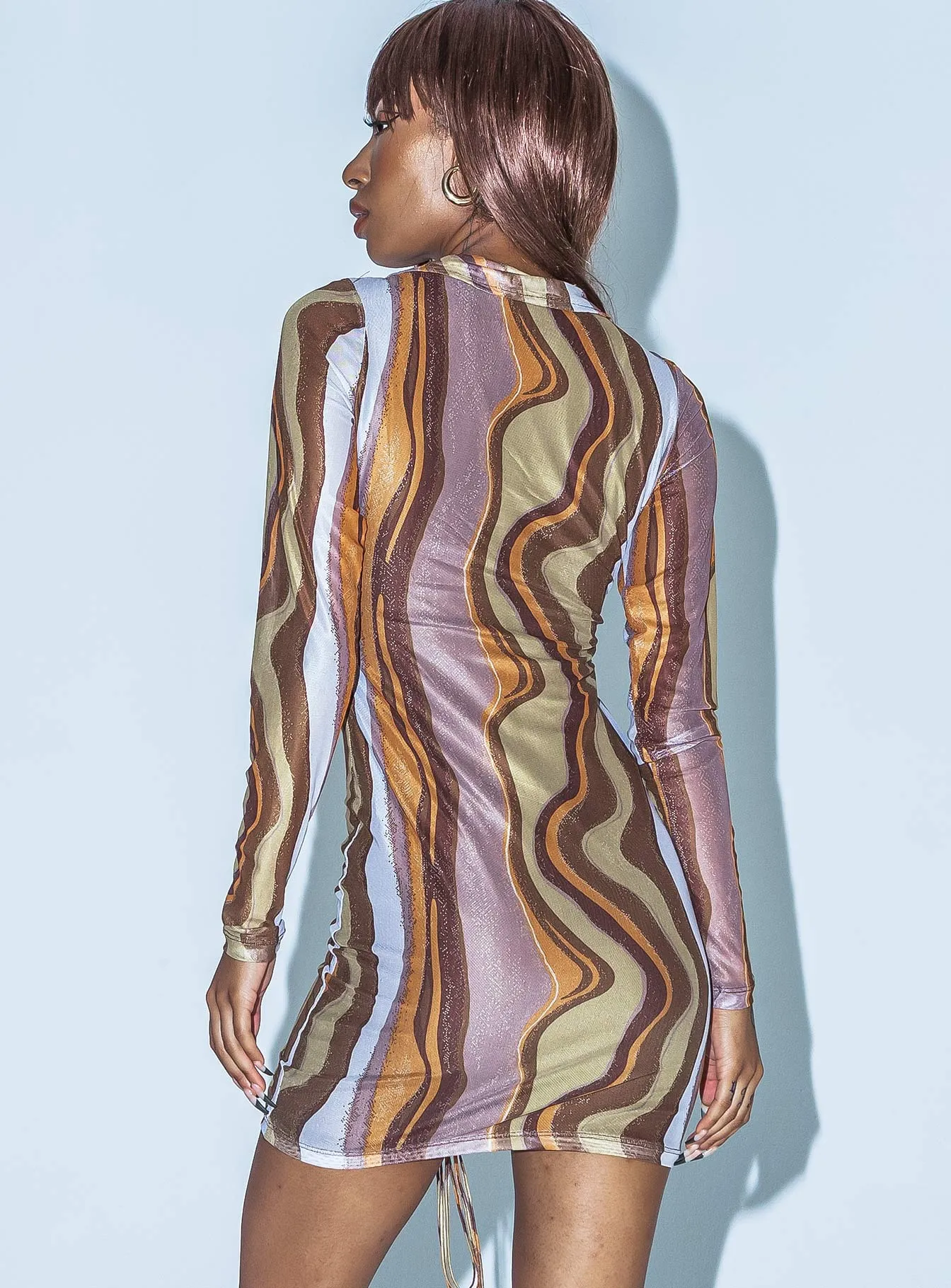 Motel Aviva Dress Earthy Gradient Brown