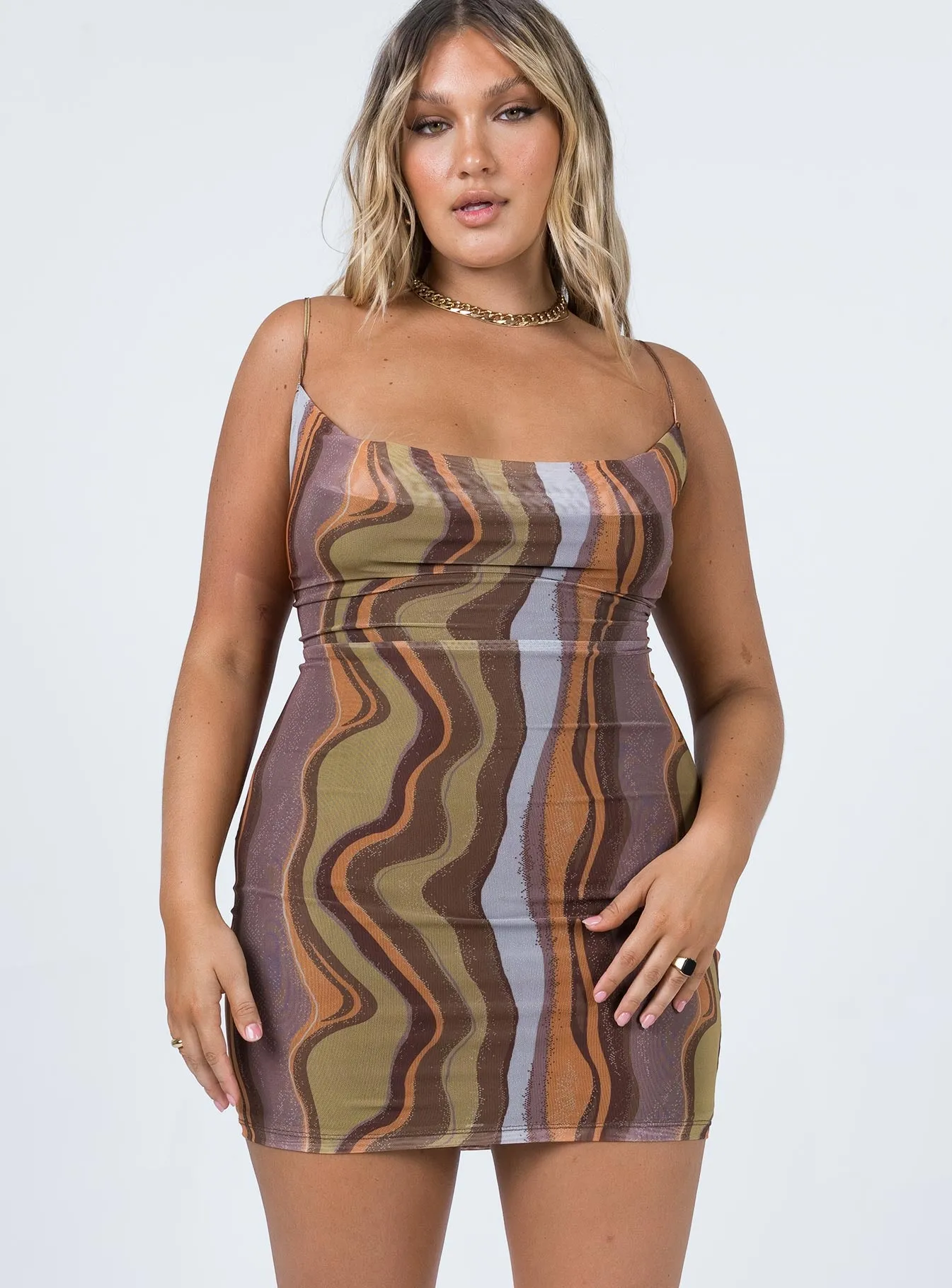 Motel Bexley Dress Earthy Gradient Brown