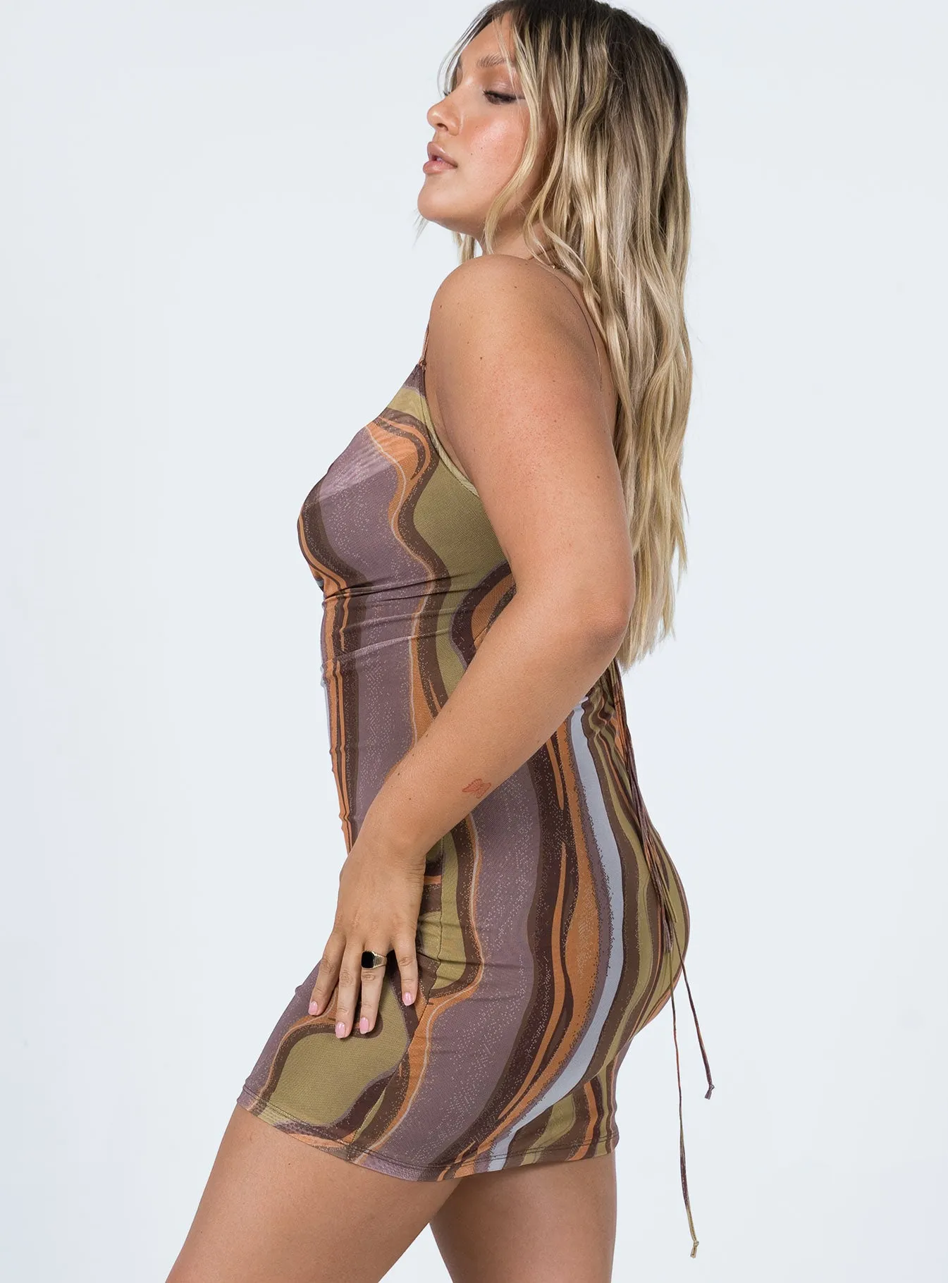 Motel Bexley Dress Earthy Gradient Brown