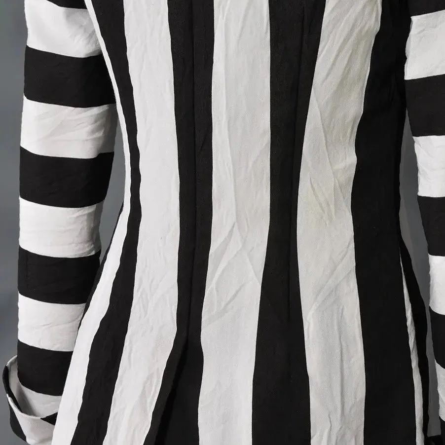 Ms Beetlejuice Black and White Vertical Stripes Suit Costume with Tie