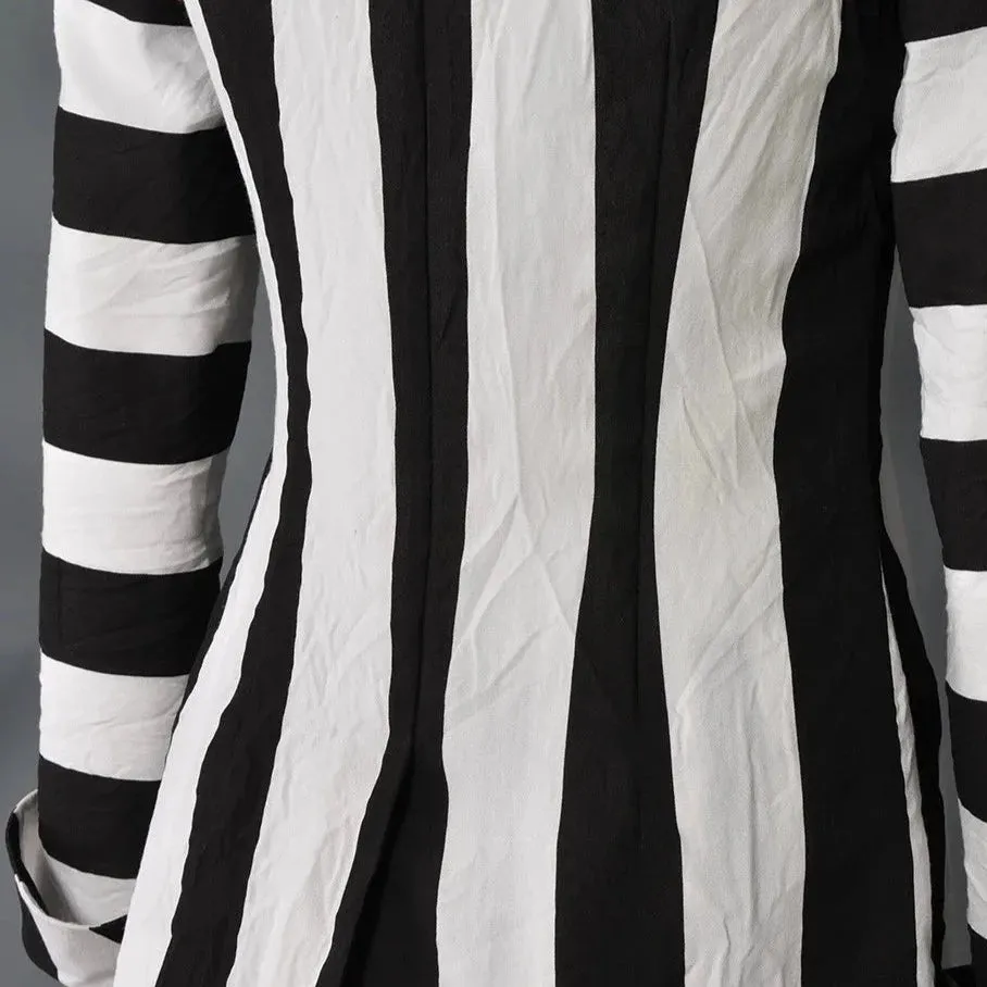 Ms Beetlejuice Black and White Vertical Stripes Suit Costume with Tie