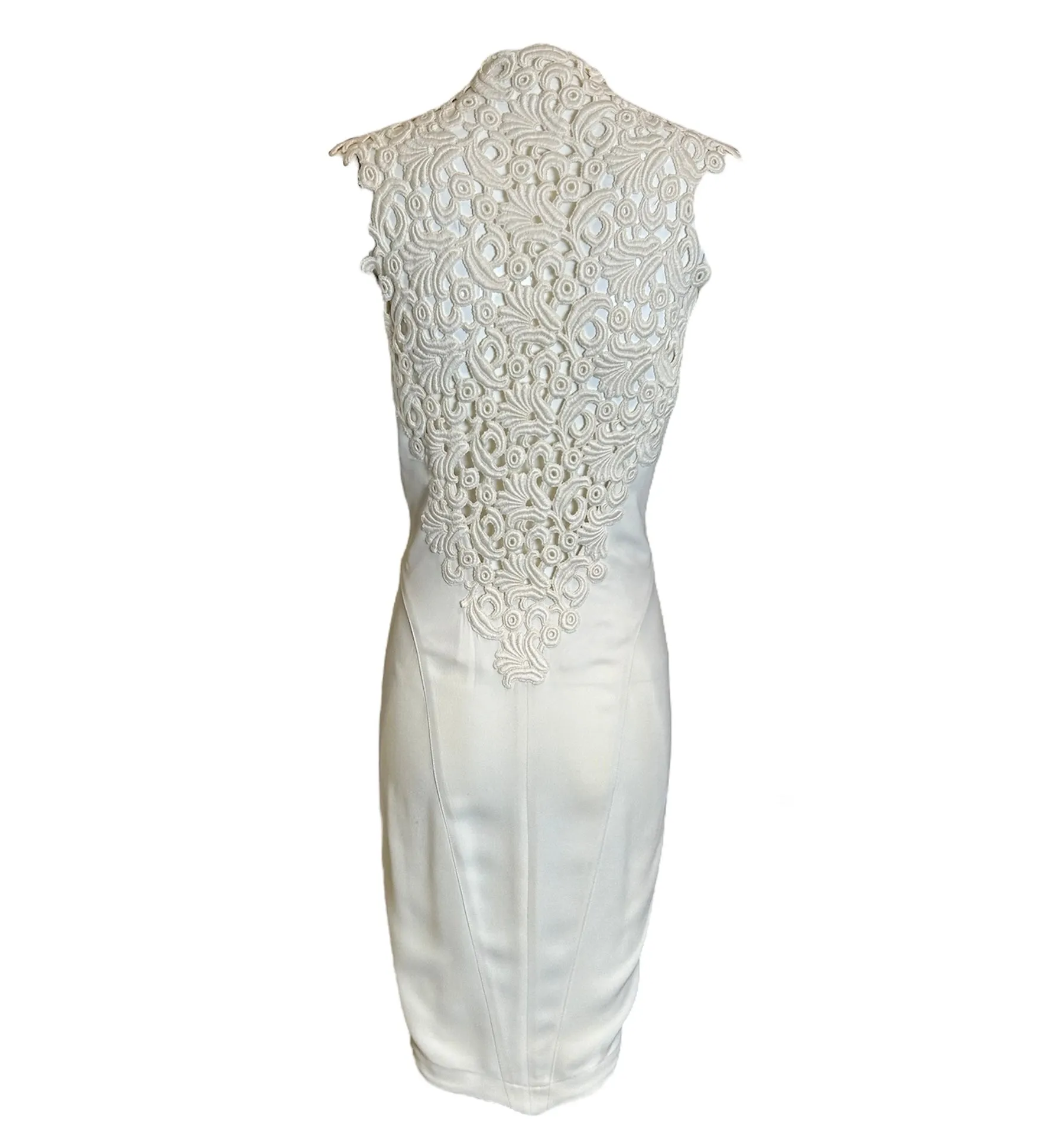 Mugler 80s White Crepe Dress with Snap Front and Peekaboo Back