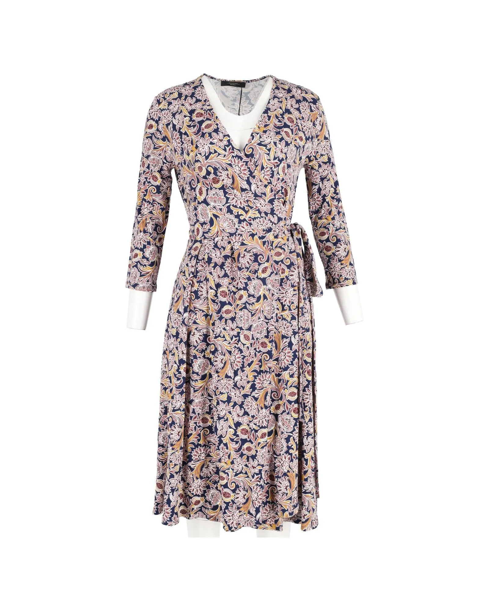 Multicolor Viscose Wrap Dress with Antique Rose Print by Max Mara Weekend