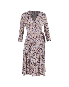 Multicolor Viscose Wrap Dress with Antique Rose Print by Max Mara Weekend