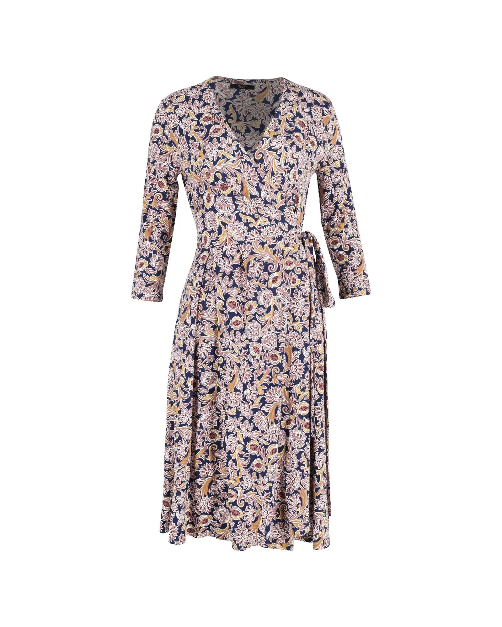 Multicolor Viscose Wrap Dress with Antique Rose Print by Max Mara Weekend