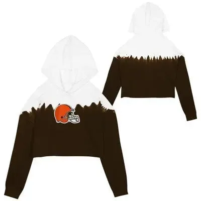 New - NFL Cleveland Browns Girls' Crop Hooded Sweatshirt - L