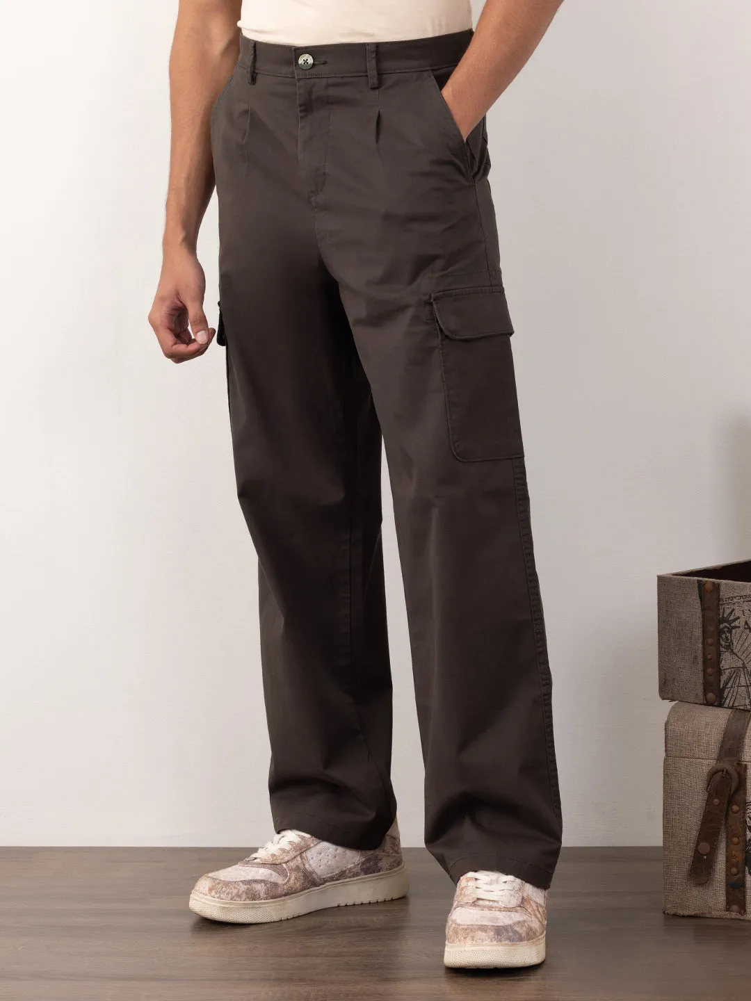 Olive Plain Wide Pants