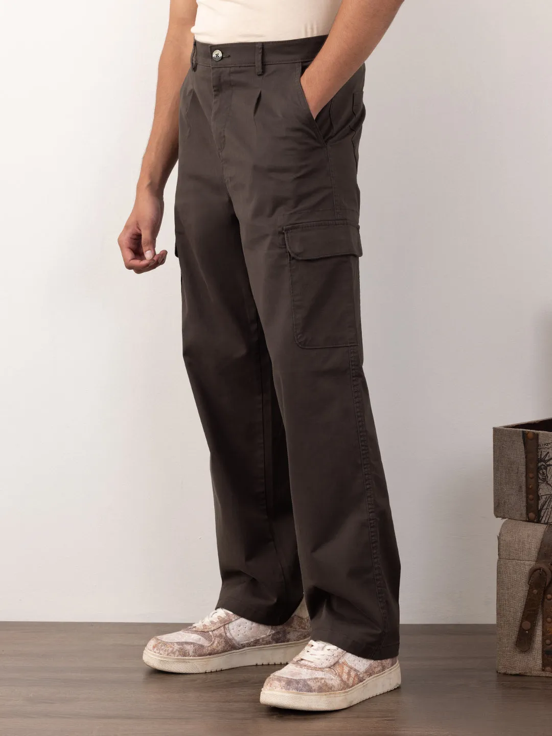 Olive Plain Wide Pants