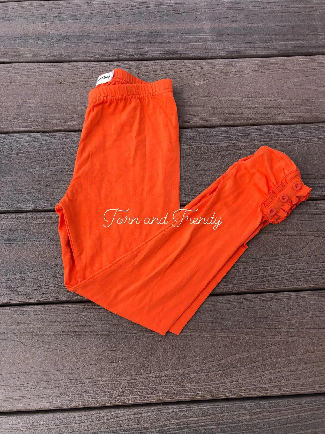 Orange Button Leggings Solids