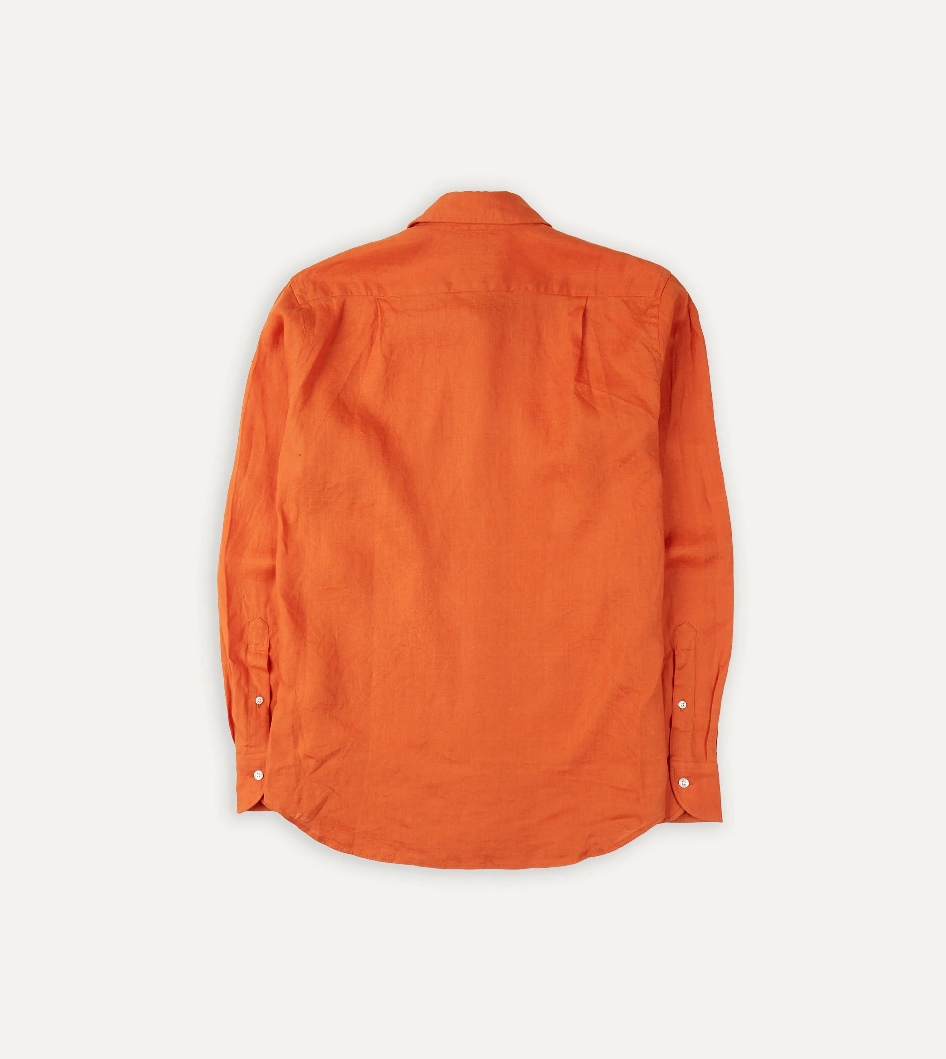 Orange Linen Spread Collar Shirt