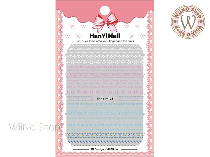 Pastel Winter Sweater Pattern Adhesive Nail Art Sticker - 1 pc (HY-128)