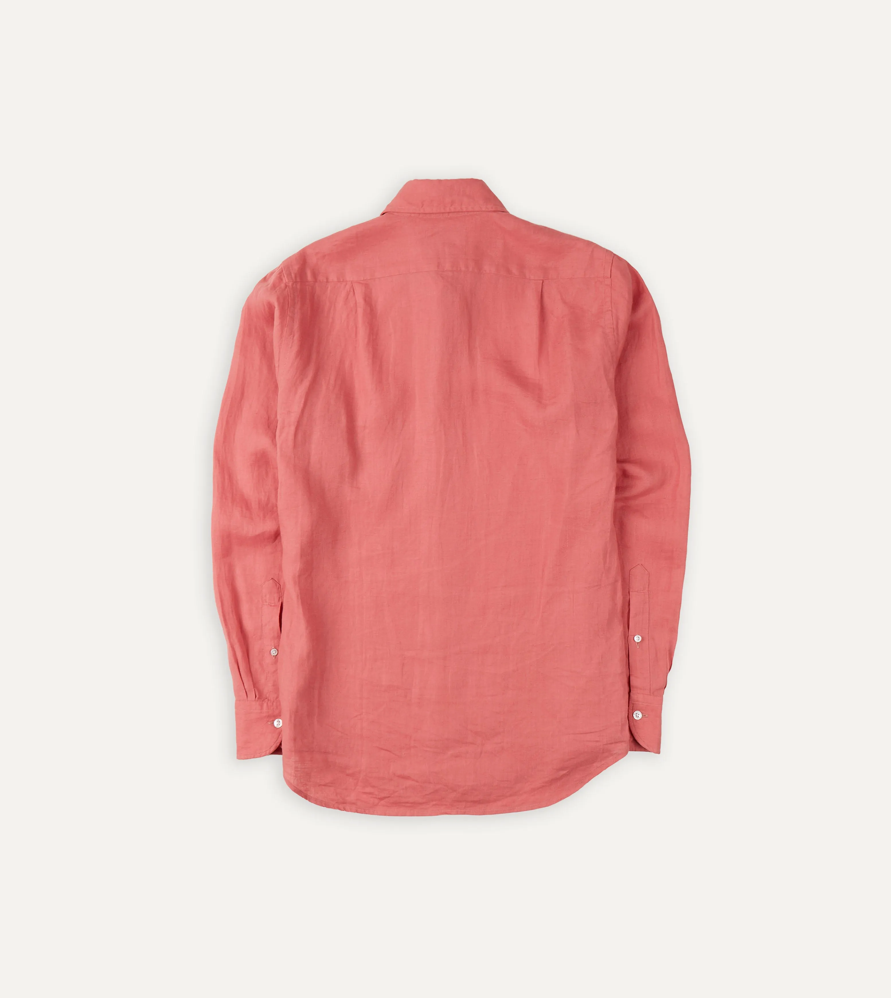 Pink Linen Spread Collar Shirt