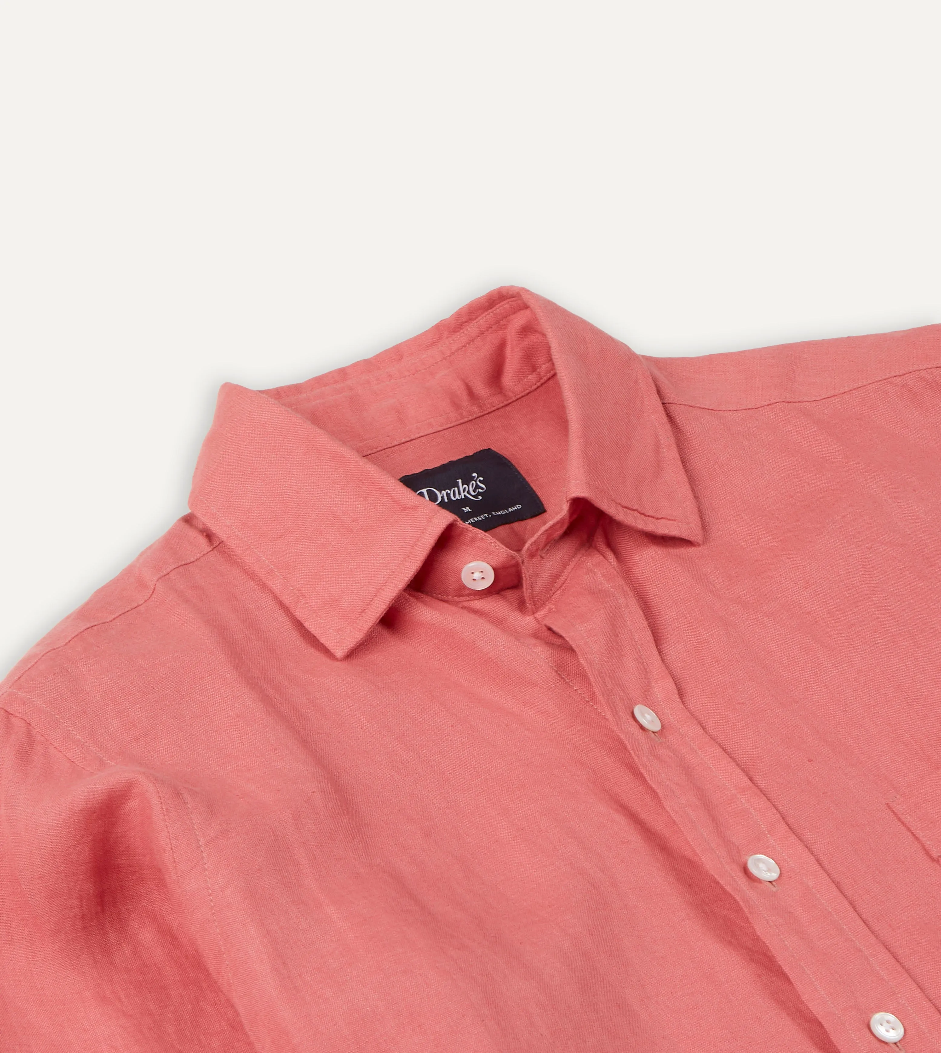 Pink Linen Spread Collar Shirt