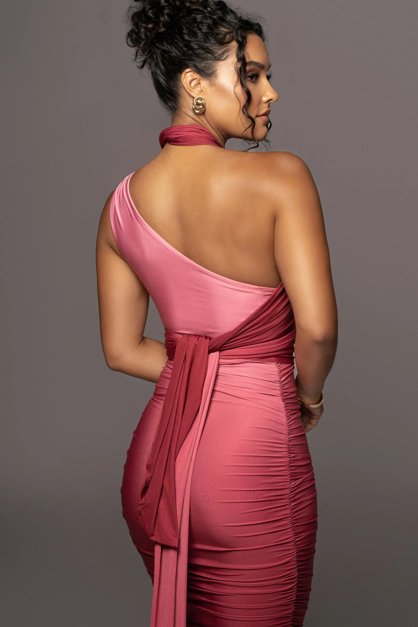 Pink Ombré Edge Of Romance Midi Dress