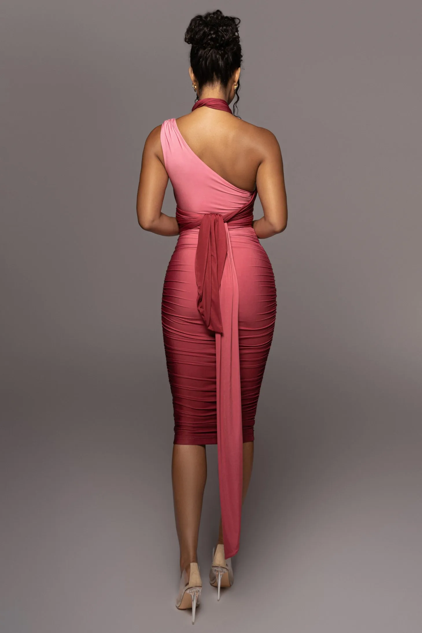 Pink Ombré Edge Of Romance Midi Dress