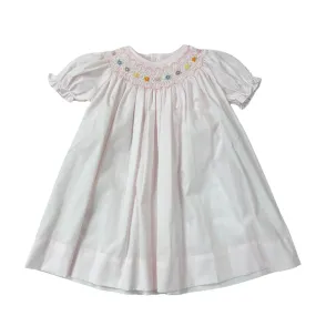 Pink Smocked Bishop with Pastel Floral Bullion