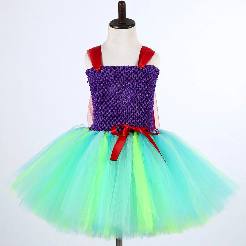 Princess Mermaid Ariel Girl Tutu Dress Baby Girls Character Cosplay Birthday Party Tulle Tutu Dresses Halloween Costume For Kids