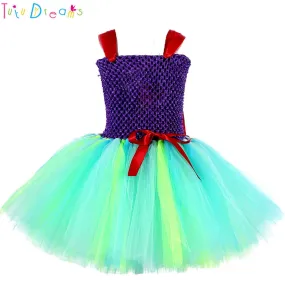 Princess Mermaid Ariel Girl Tutu Dress Baby Girls Character Cosplay Birthday Party Tulle Tutu Dresses Halloween Costume For Kids