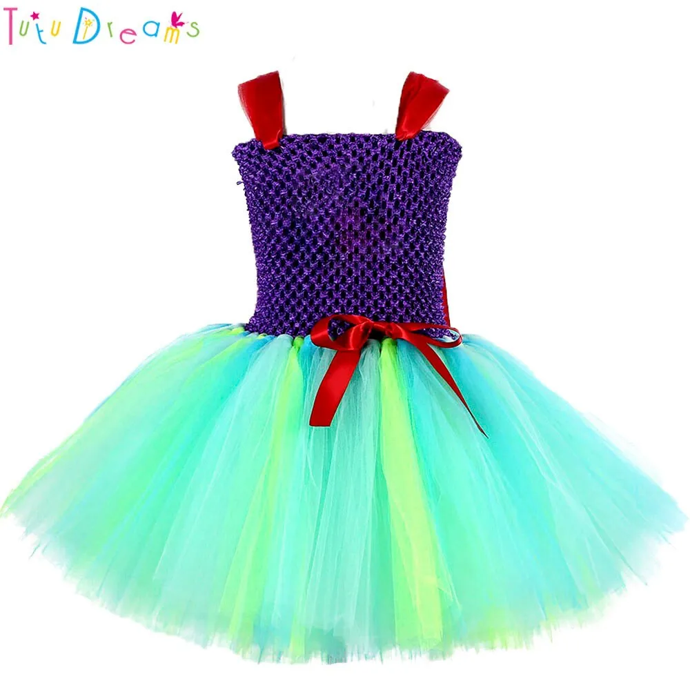 Princess Mermaid Ariel Girl Tutu Dress Baby Girls Character Cosplay Birthday Party Tulle Tutu Dresses Halloween Costume For Kids