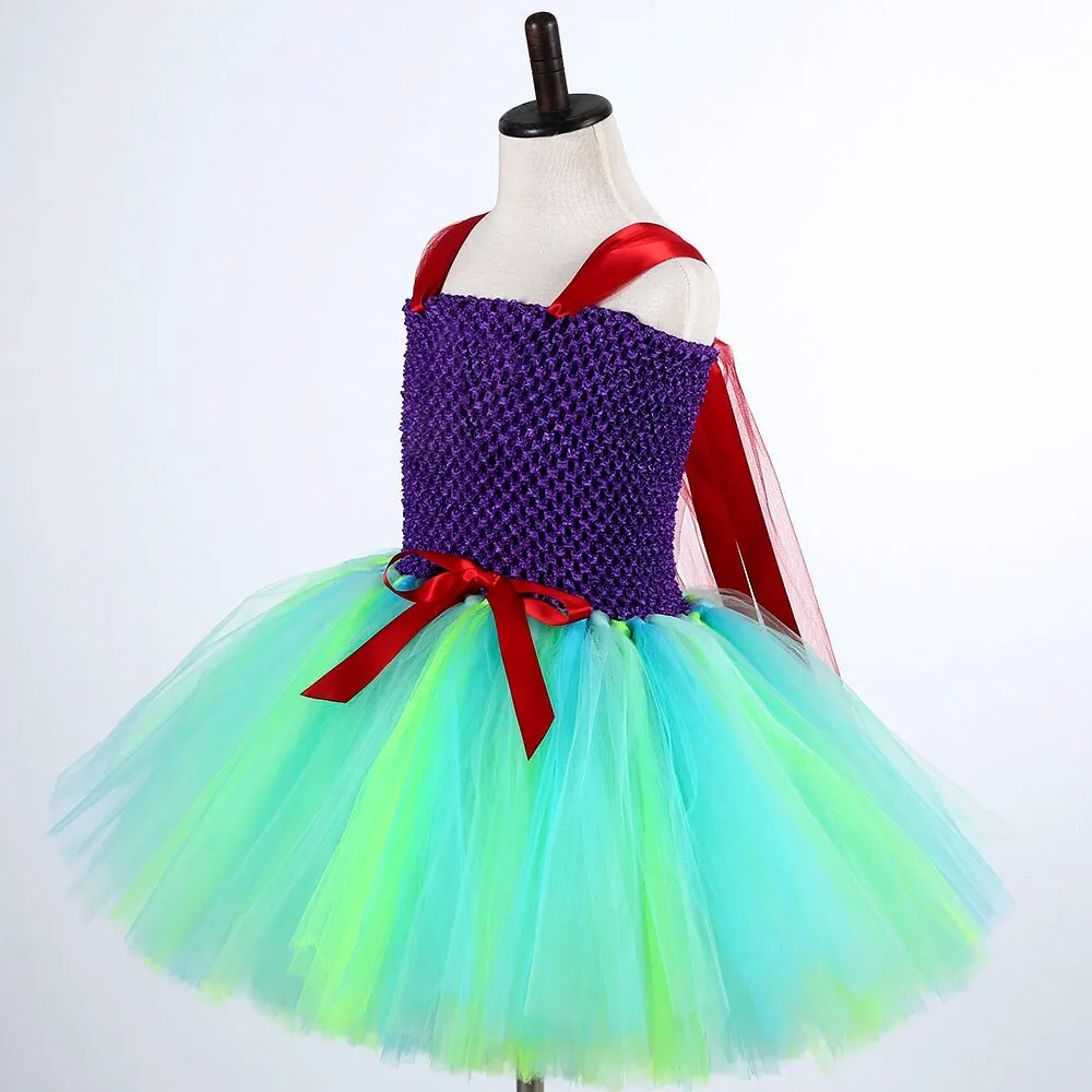 Princess Mermaid Ariel Girl Tutu Dress Baby Girls Character Cosplay Birthday Party Tulle Tutu Dresses Halloween Costume For Kids