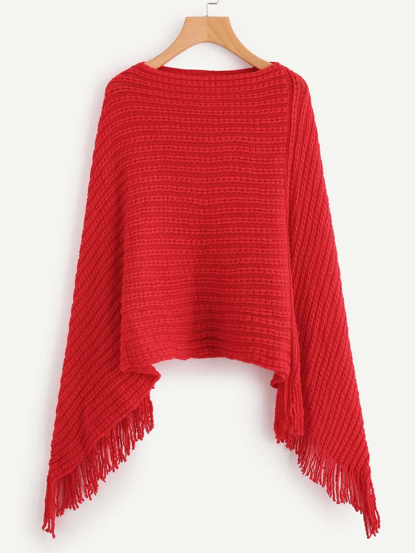 "Sasha" Fringe pullover knitted poncho sweater