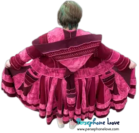 "Say My Name" GODDESS SIZE Red/Pink embroidered/felted/sequins cashmere patchwork Katwise-inspired sweatercoat-2533