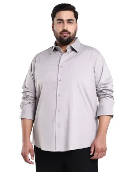 Rare Rabbit Mens Benedict Light Grey Cotton Stretch Drop Collar Full Sleeves Shirt Plus Size