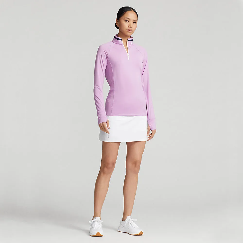 RLX Ralph Lauren Women's Jersey Quarter Zip Golf Pullover - Light Mauve/French Navy