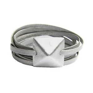 Rock Stud Silver Leather Wrap Bracelet