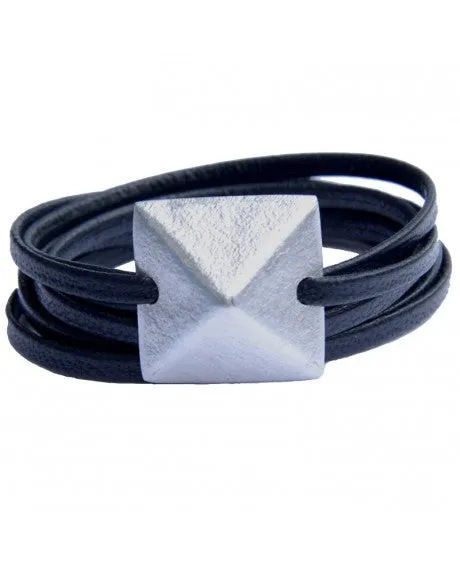 Rock Stud Silver Leather Wrap Bracelet