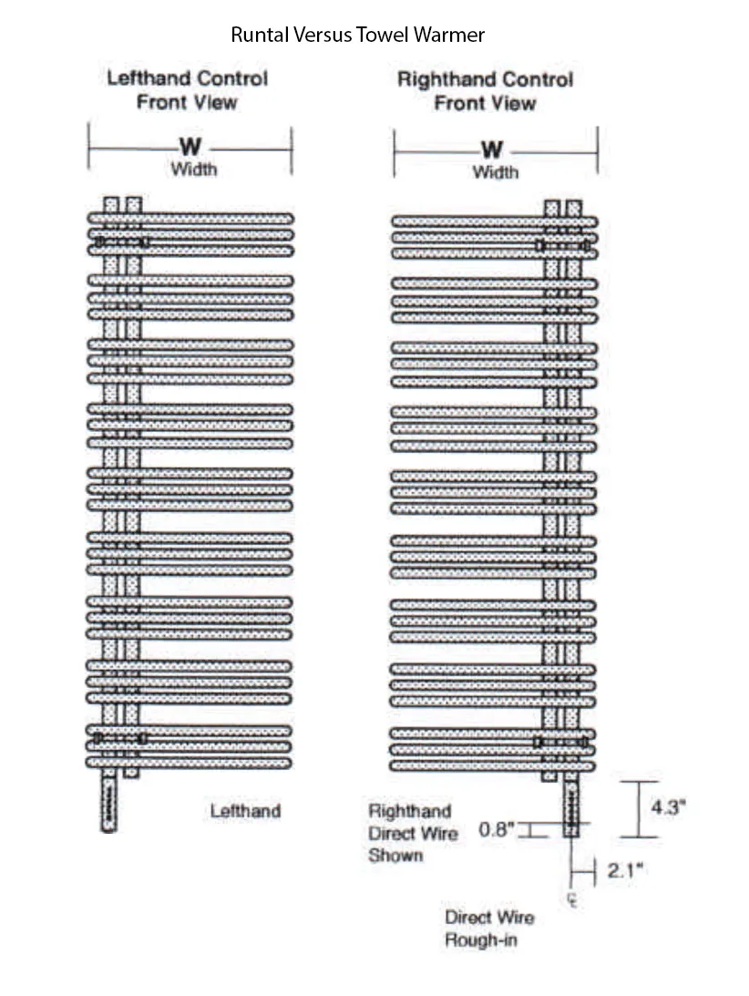 Runtal Versus VTRELG-5223 Plug in Mounted Towel Warmer - 22.8"w x 51.5"h