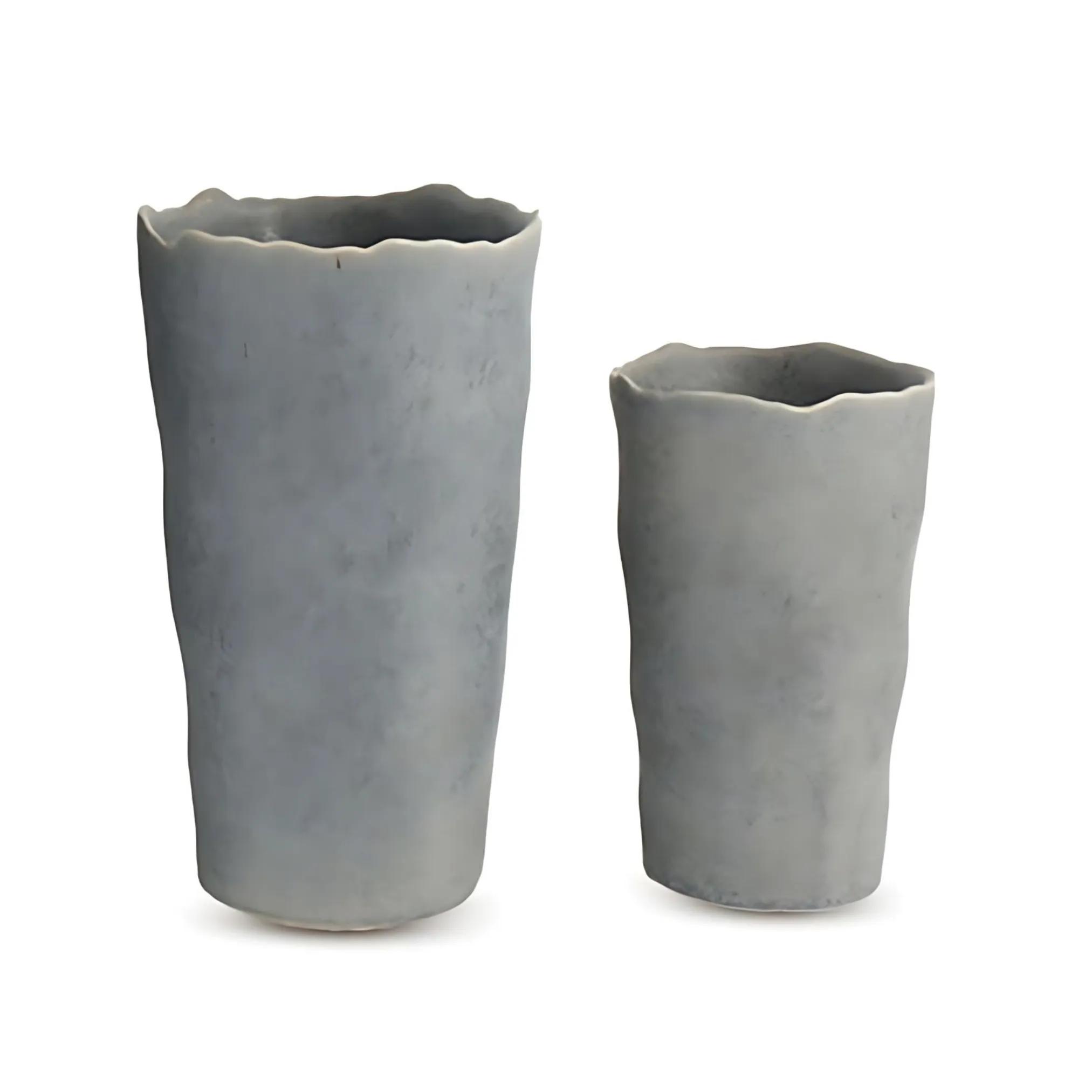 Set of 2 Ceramic Planters - Irregular Edges - Industrial Aesthetic - Succulents - Potted Plants