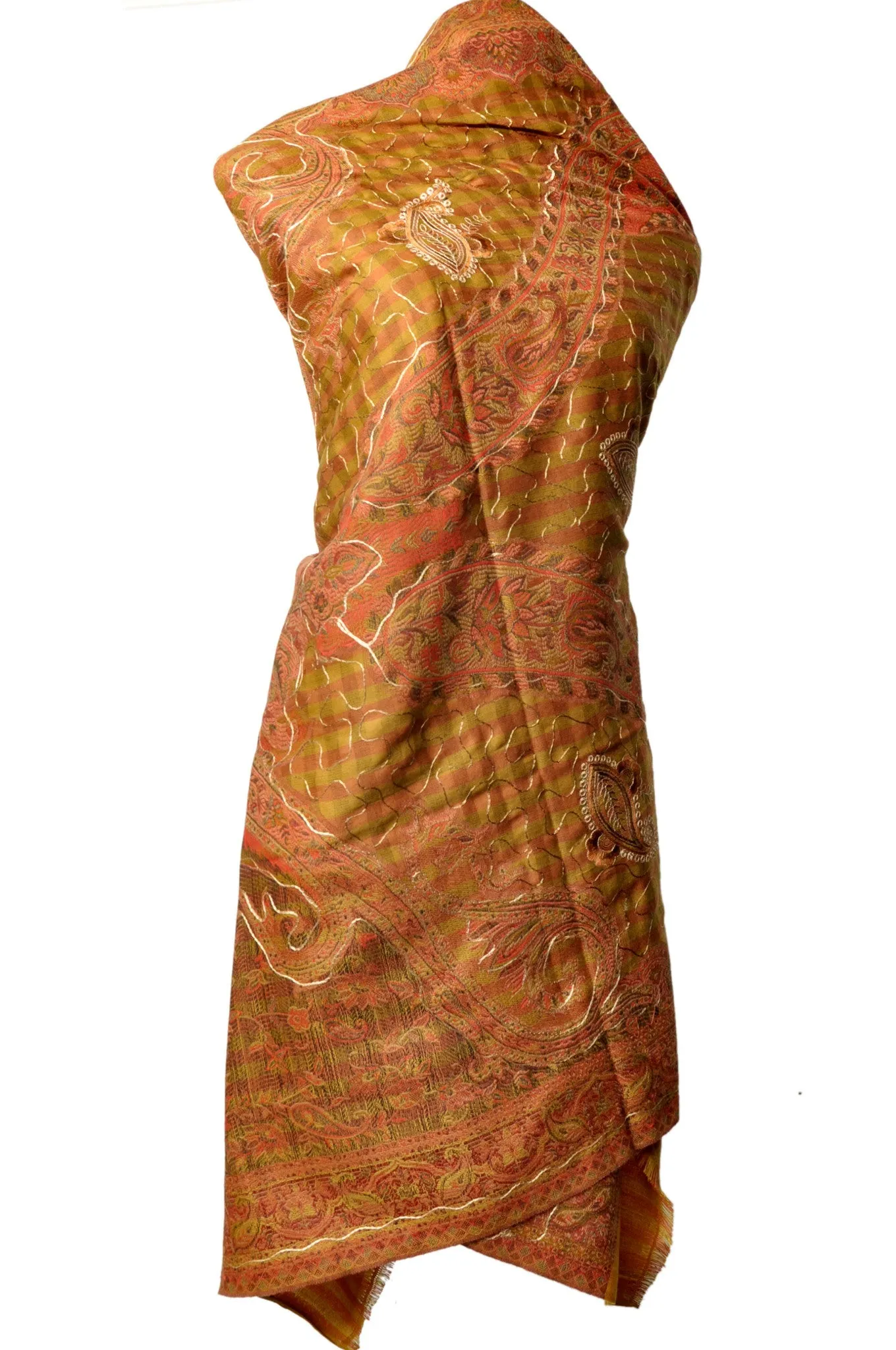 Shawl - Mustard with Golden Embroidery