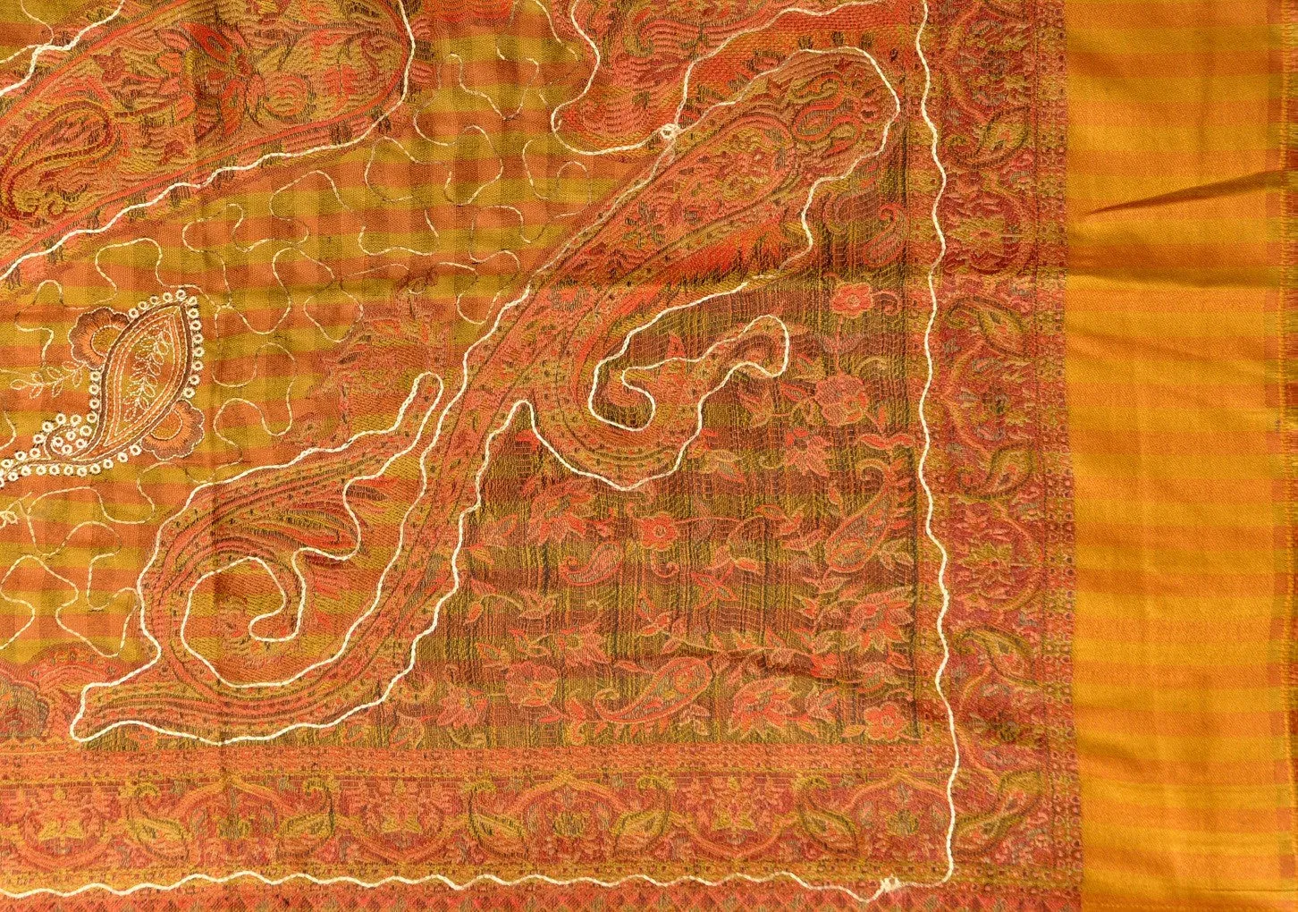 Shawl - Mustard with Golden Embroidery