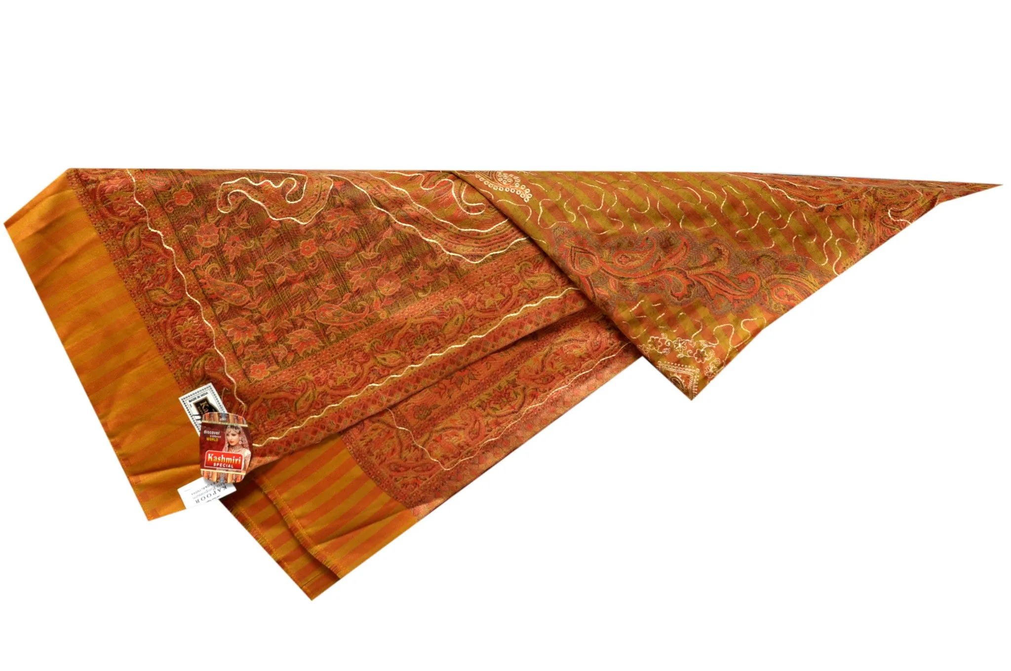 Shawl - Mustard with Golden Embroidery