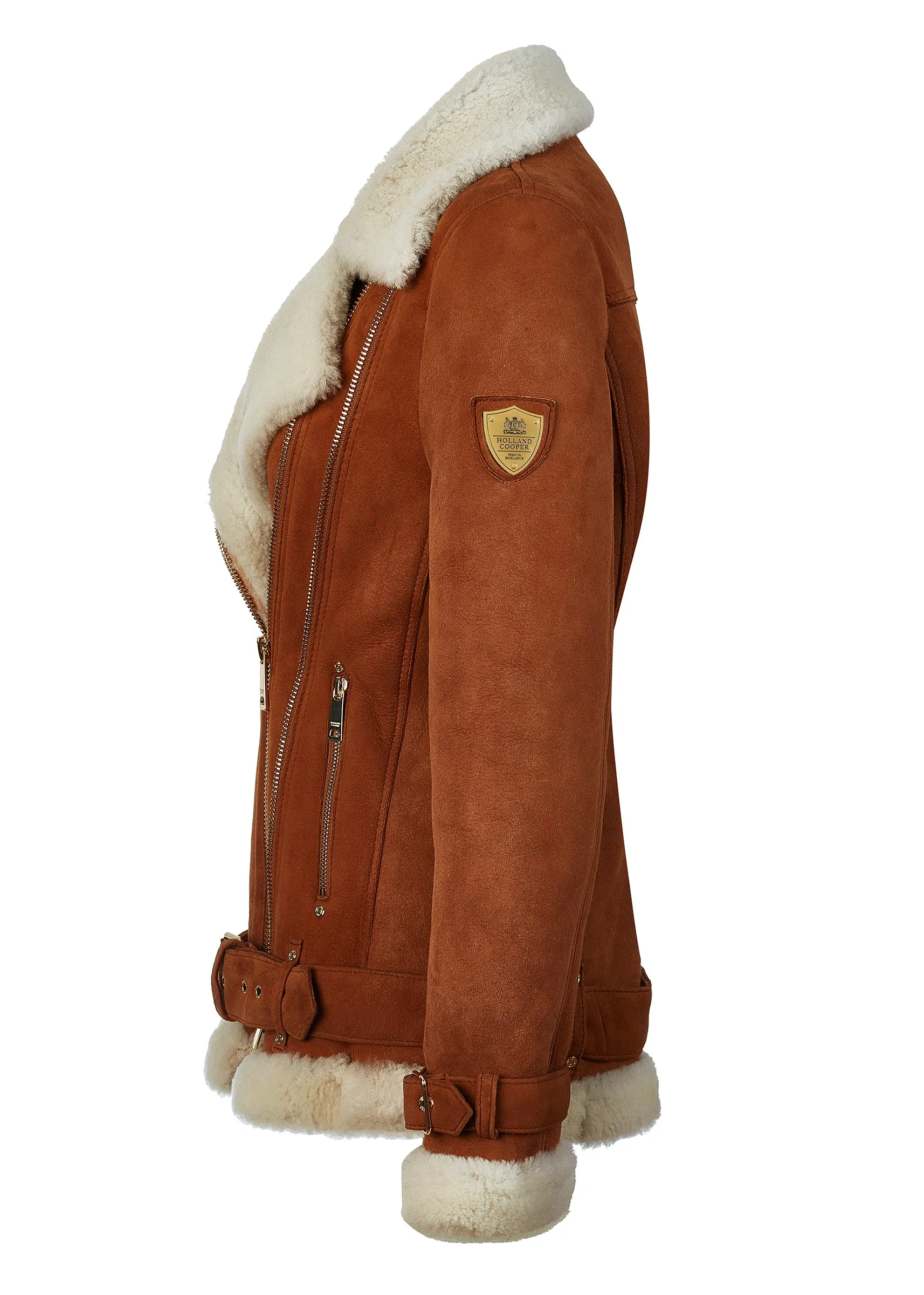 Shearling Aviator Jacket (Tan)