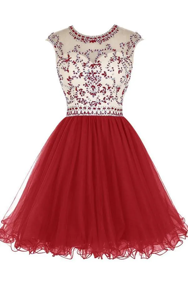 Short Beading Tulle Homecoming Dresses Prom Dresses PG017