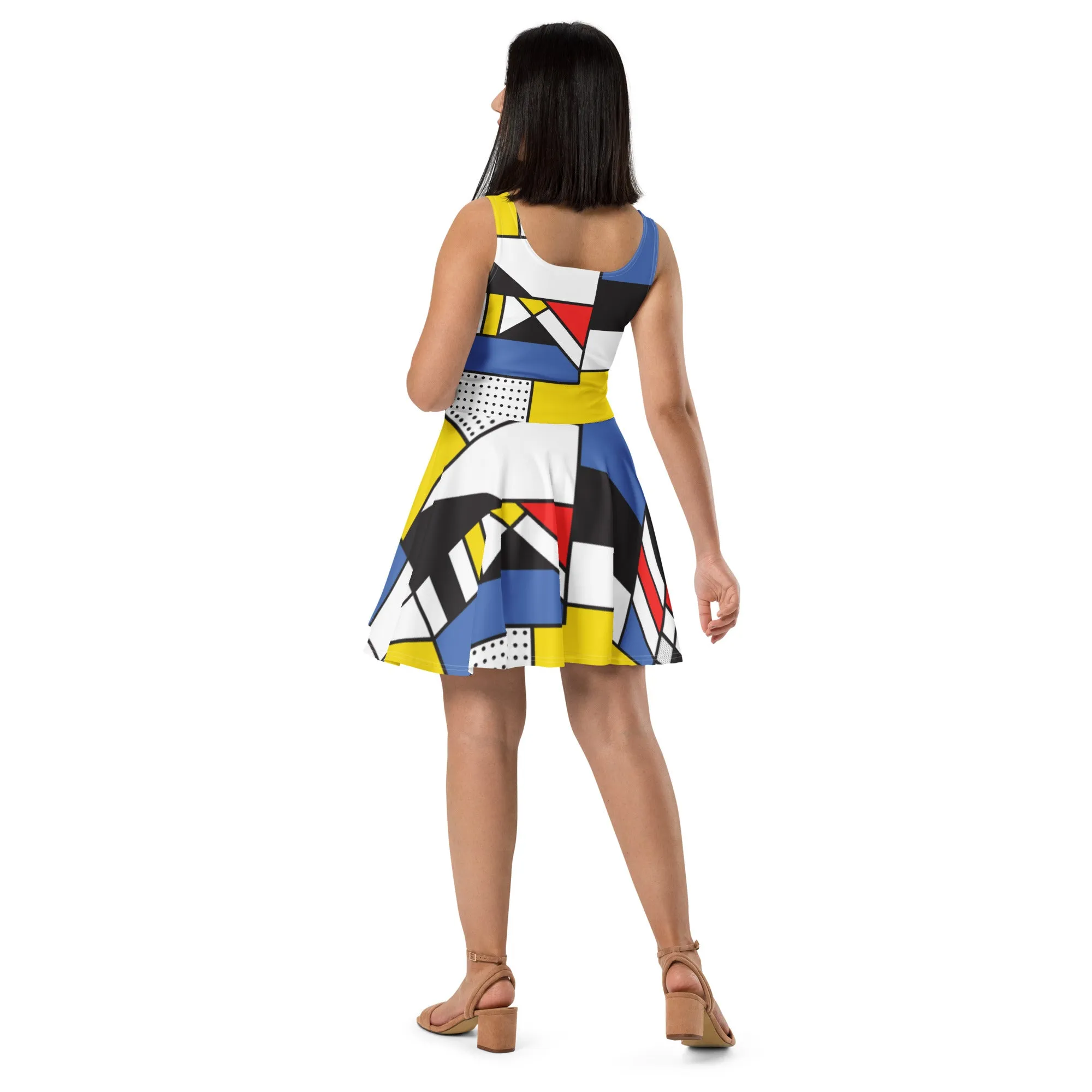 Skater Dress -> Mondrian dress, Gift for women, Art dress, Mondrian women dress