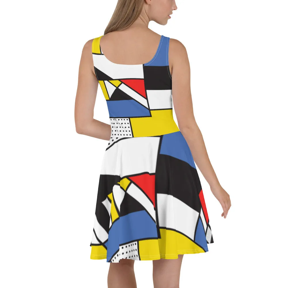 Skater Dress -> Mondrian dress, Gift for women, Art dress, Mondrian women dress