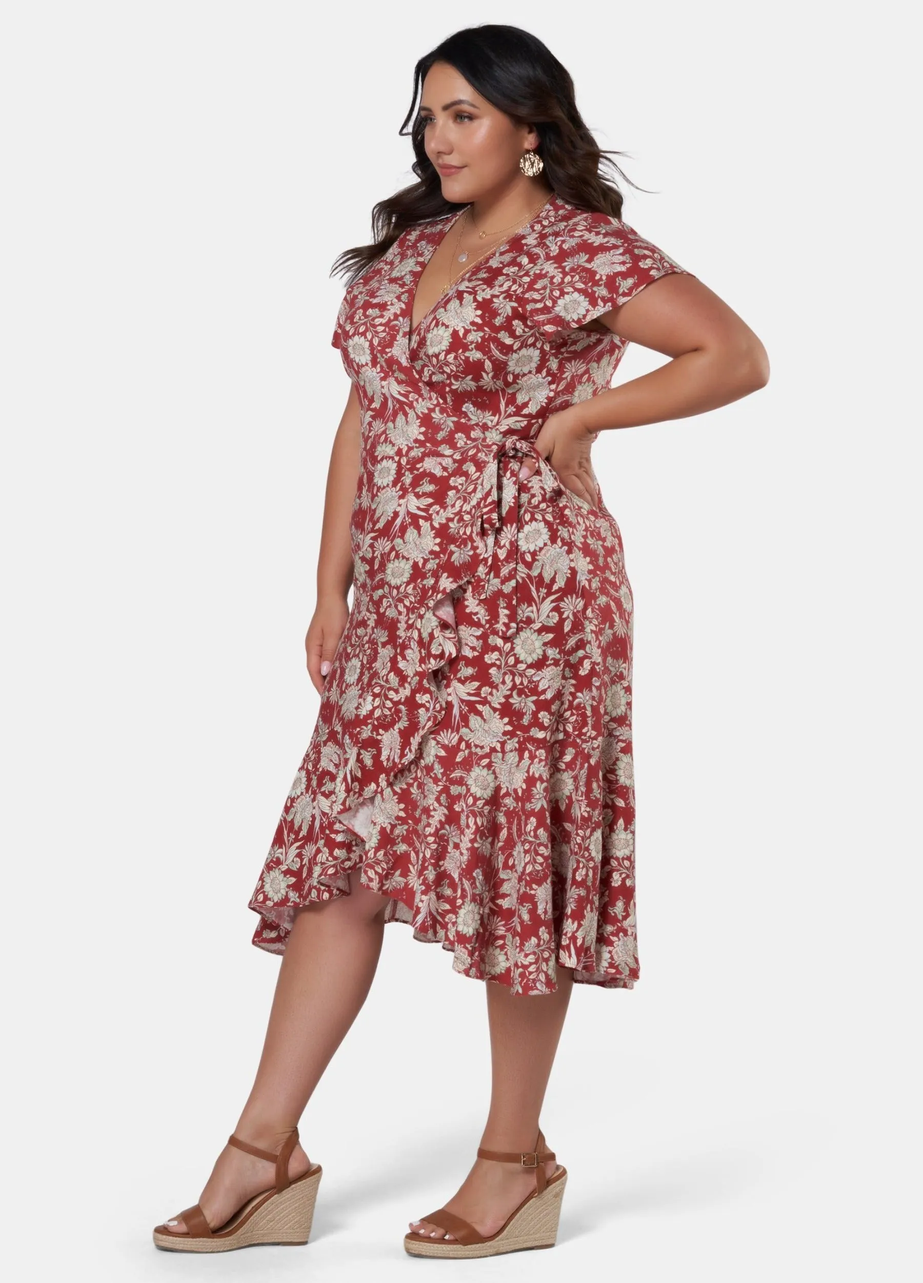 Something 4 Olivia - Short Sleeve Grace Print Wrap Dress