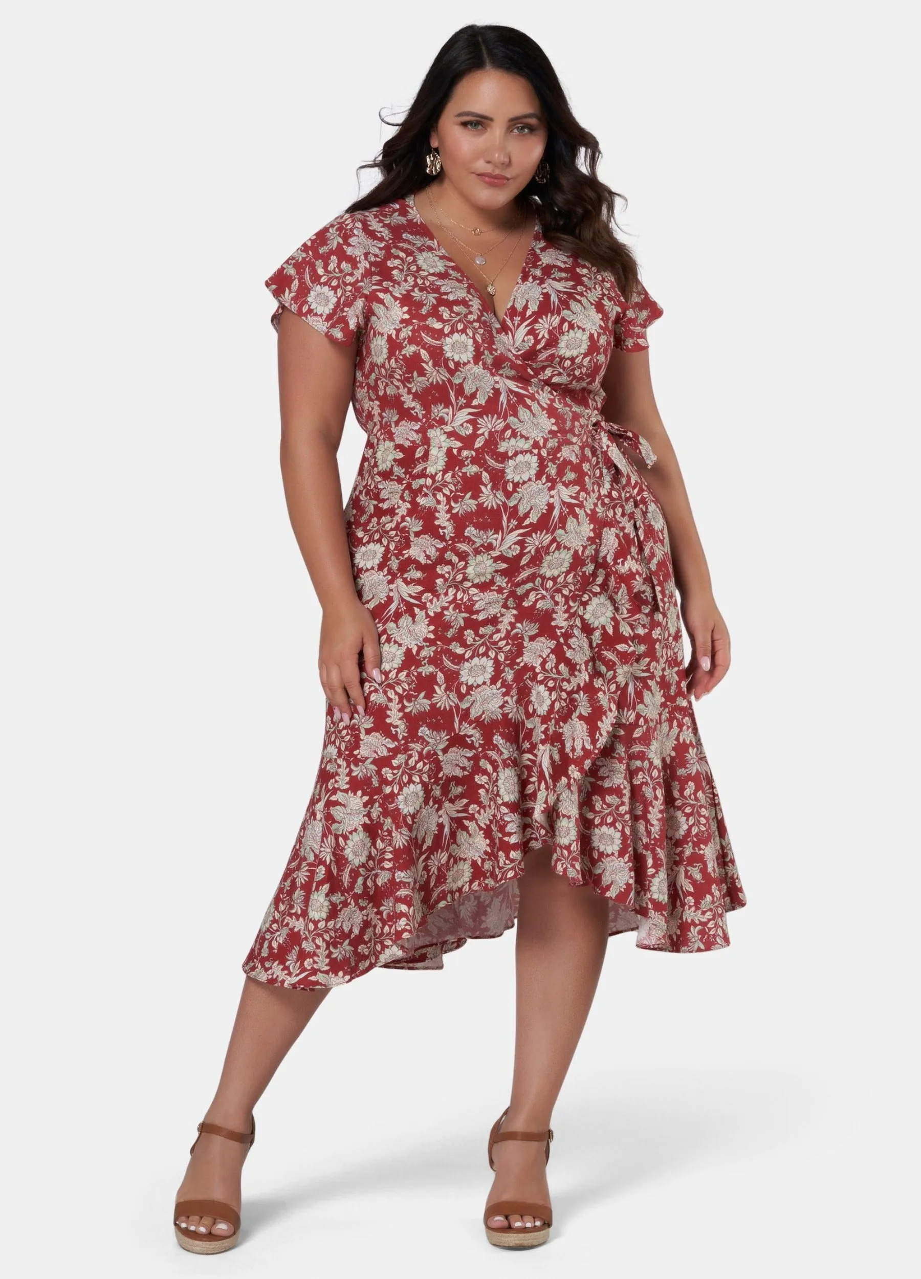 Something 4 Olivia - Short Sleeve Grace Print Wrap Dress