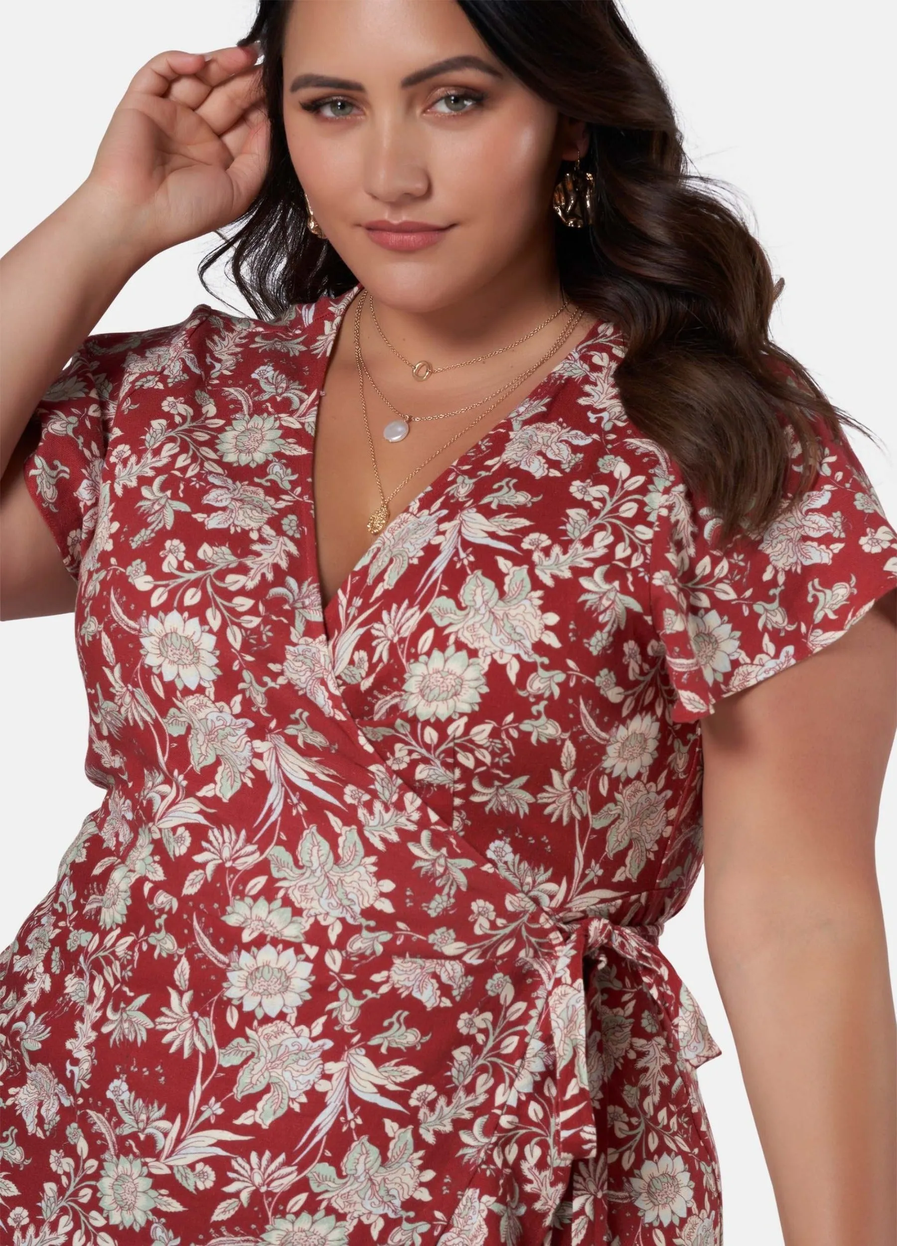 Something 4 Olivia - Short Sleeve Grace Print Wrap Dress