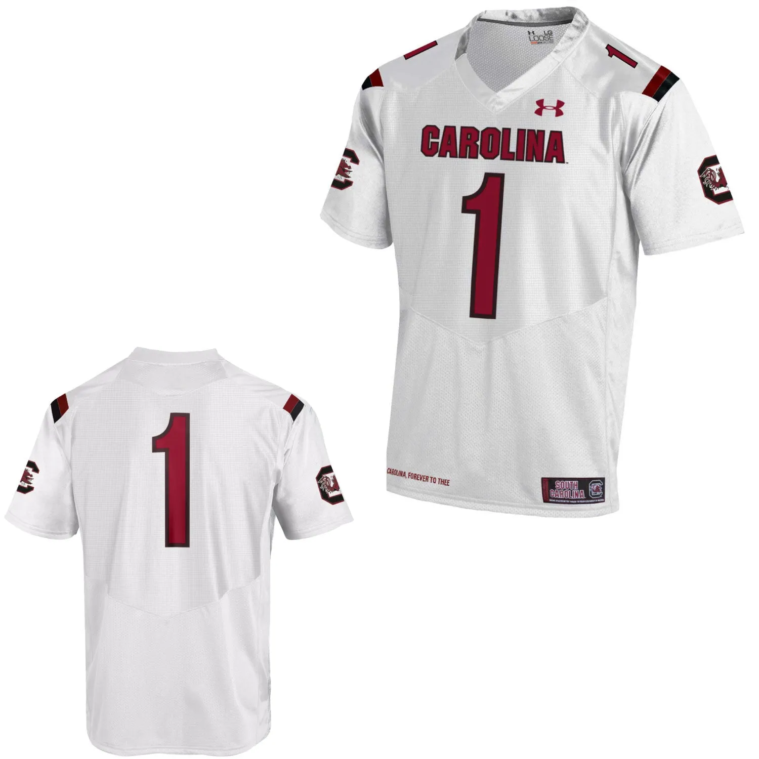 South Carolina Gamecocks Under Armour White #1 Sideline Replica Football Jersey