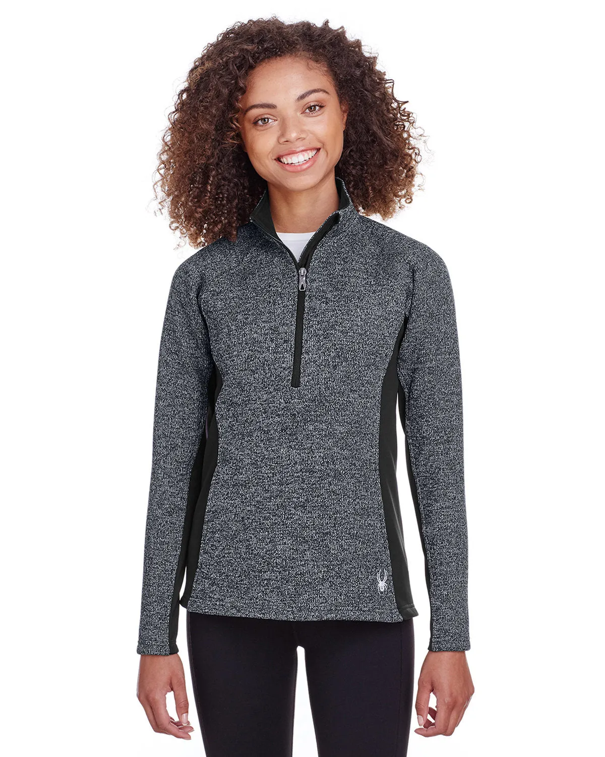 Spyder Ladies Constant Half-Zip Sweaters, Black Hthr/ Blk