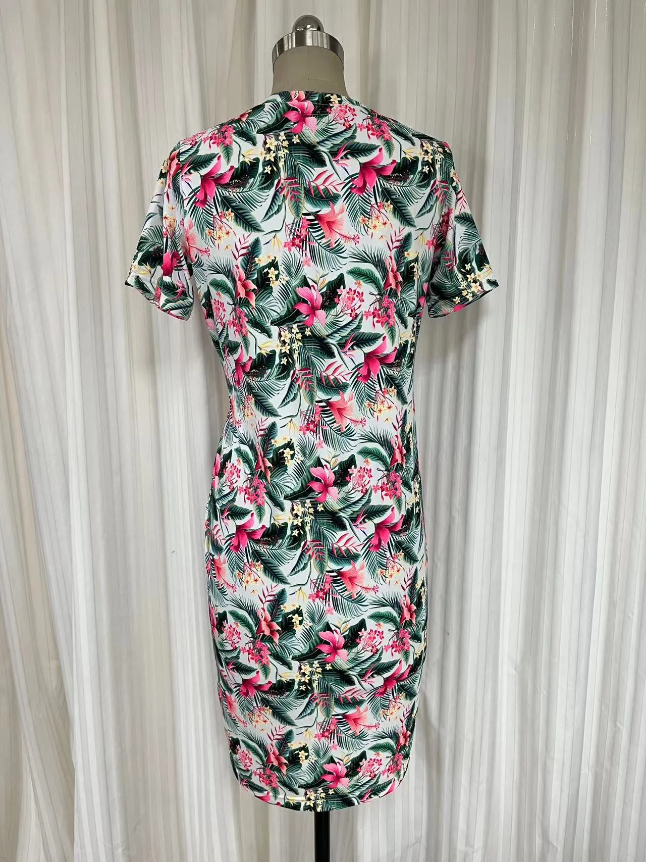 Swimsuit  #DR2308BS - Wrapped dress with zip -Whleaves print