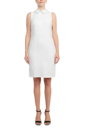 T Tahari Collared Sleeveless Tie Neck Bodycon Zipper Back Solid Crepe Dress